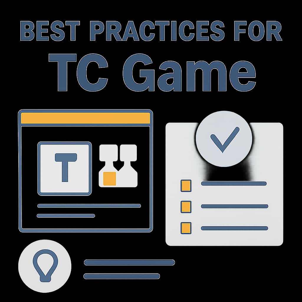 A diagram illustrating key best practices for TC Game.
