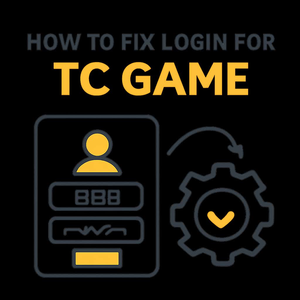 An educational diagram detailing login troubleshooting steps for TC Game.