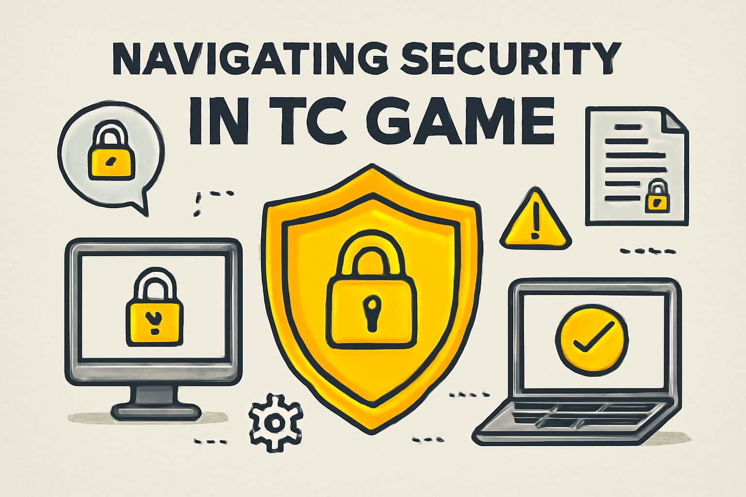 A futuristic graphic representing TC Game with a focus on security measures.