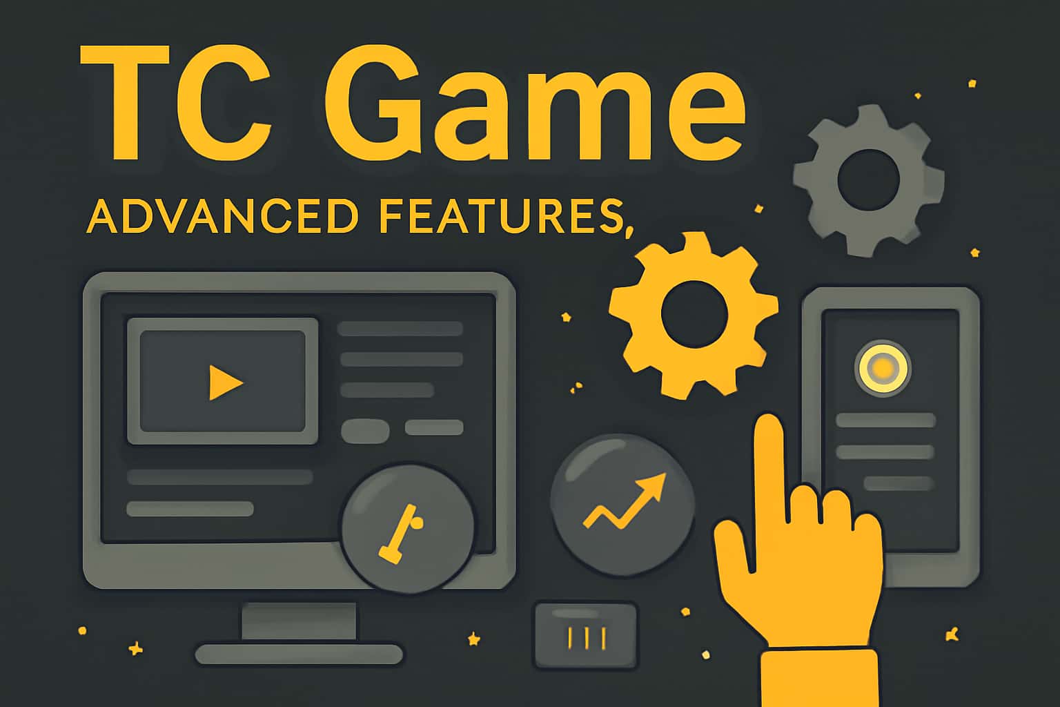 High-tech depiction of TC Game features with a focus on device compatibility and security.