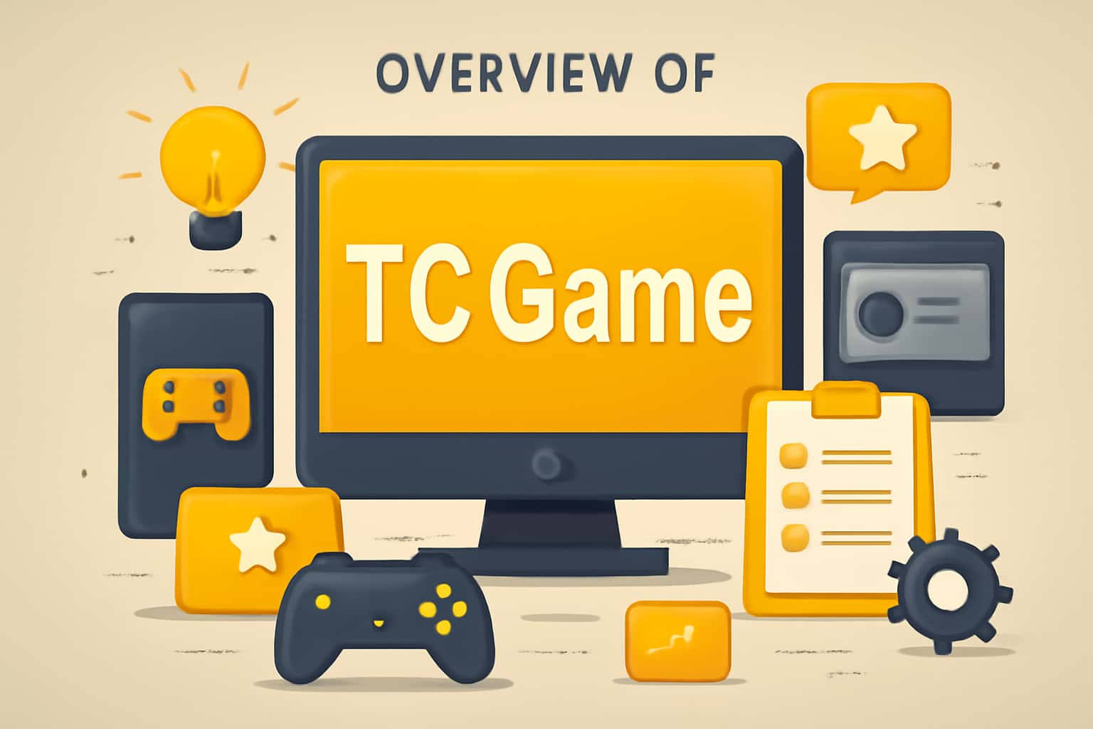 An informational scene showcasing the TC Game Platform with sleek design elements.