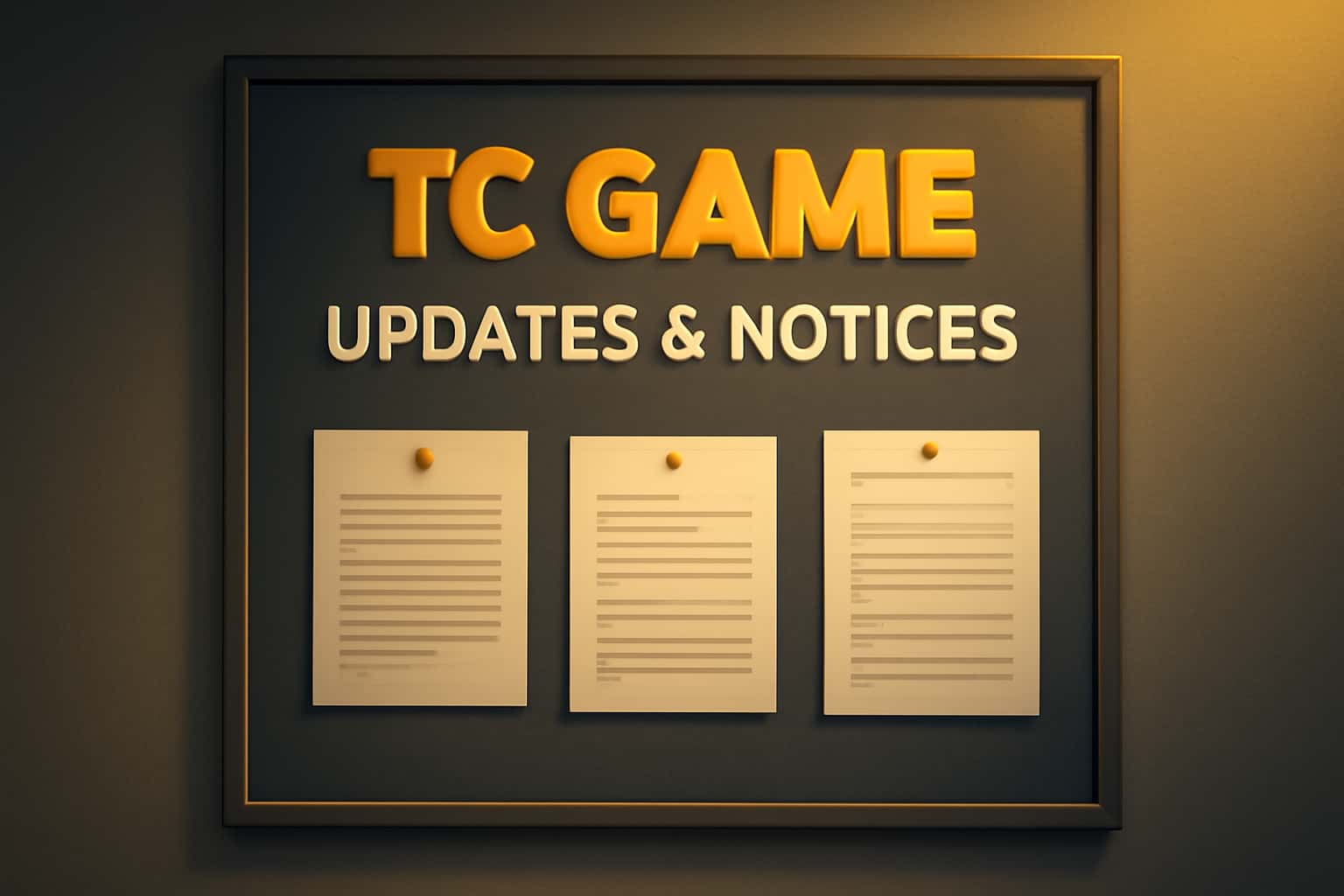 An informative scene highlighting TC Game updates.
